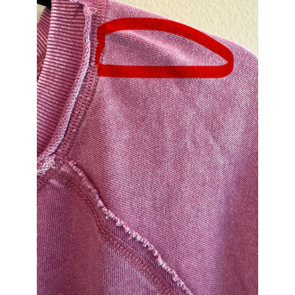 Easel Oversized Peace & Petals Washed Terry Peace Sign Pullover Top in Red Bean - Picture 9 of 9